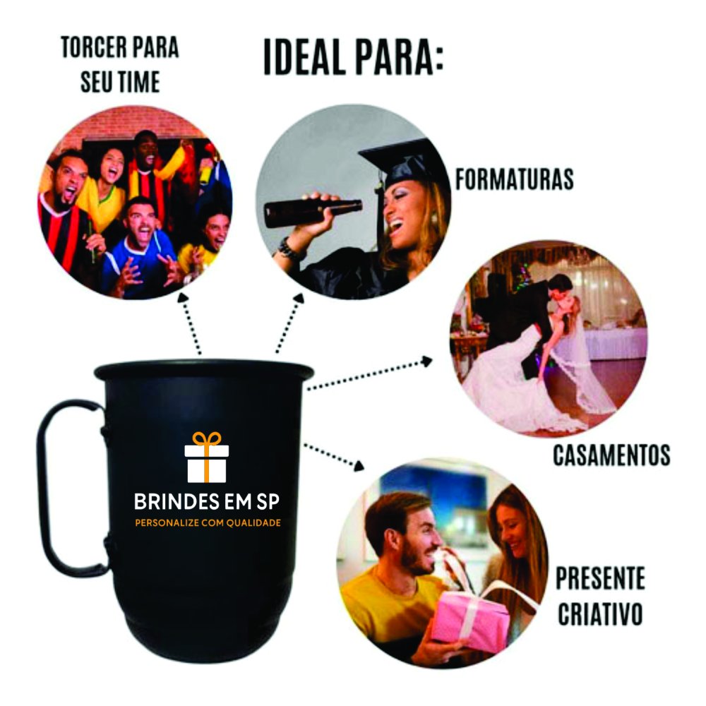 Caneca Alumínio Universitária Personalizada 500ml com Tirante